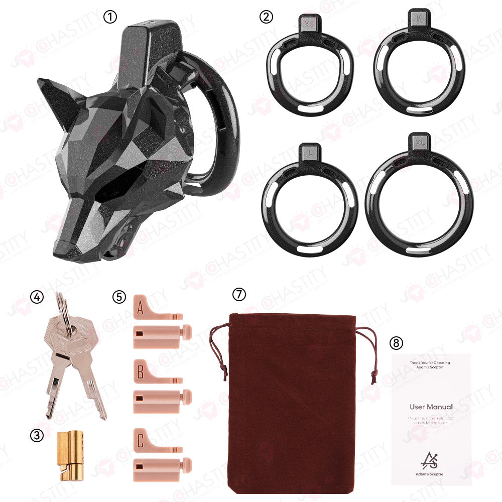 Black Wolf Chastity Cage