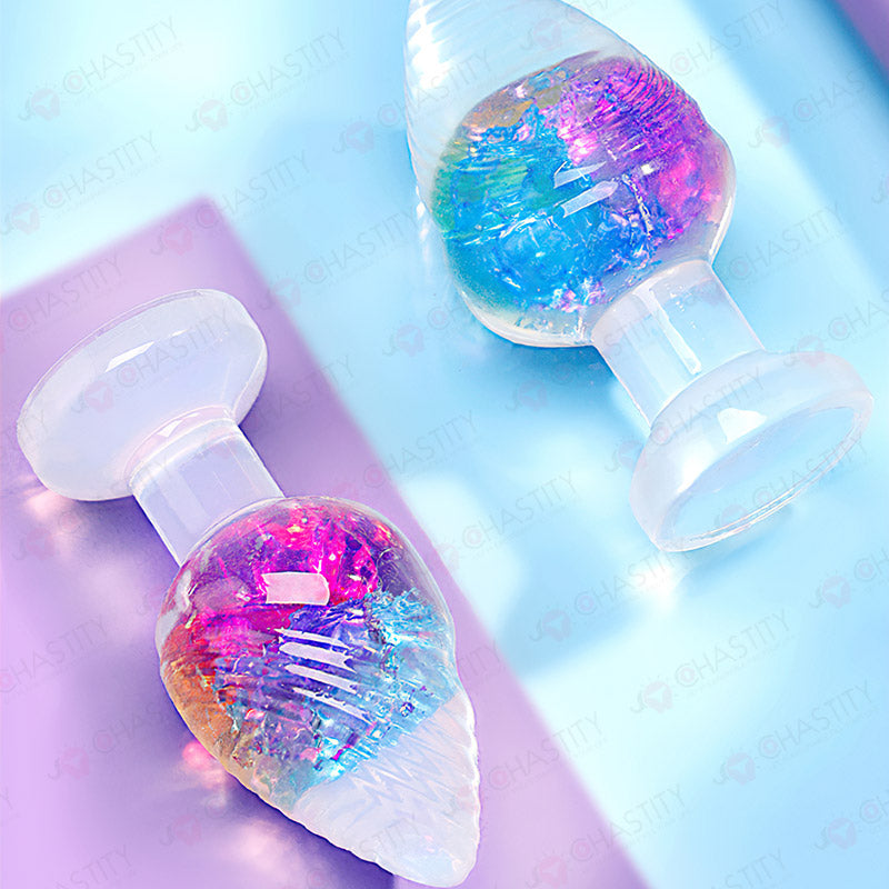 Clear & Rainbow Soft Anal Plug