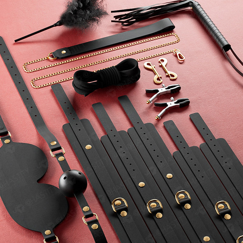 Leather Bondage Set For Sex 12 Pcs
