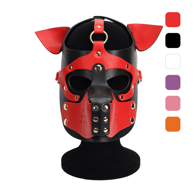 Leather Dog Mask With Removable Muzzle