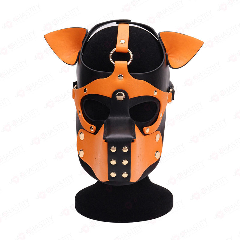 Leather Dog Mask With Removable Muzzle