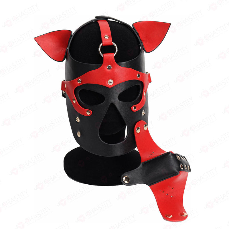 Leather Dog Mask With Removable Muzzle