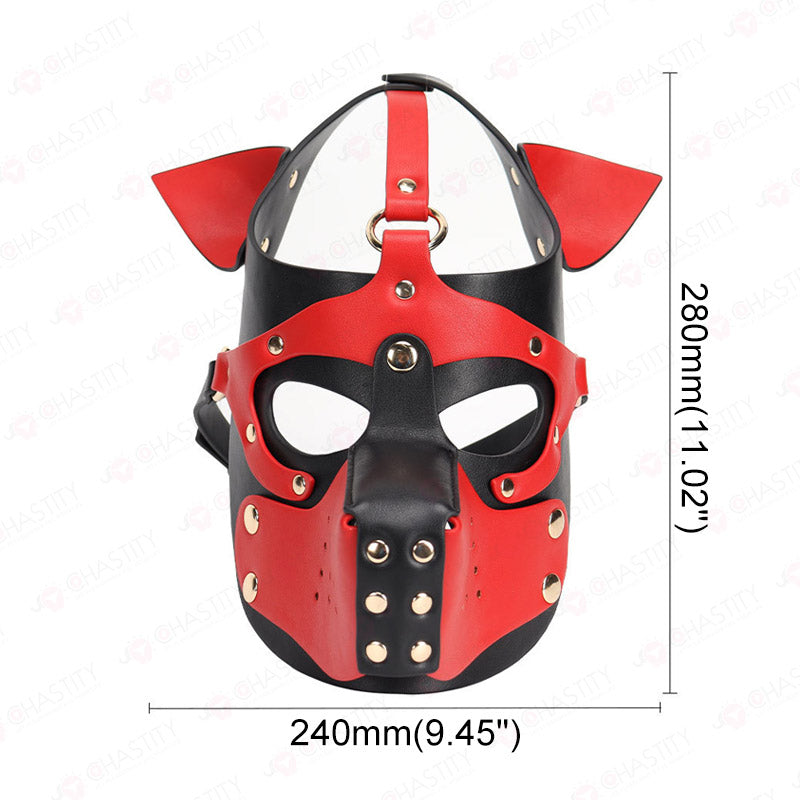 Leather Dog Mask With Removable Muzzle