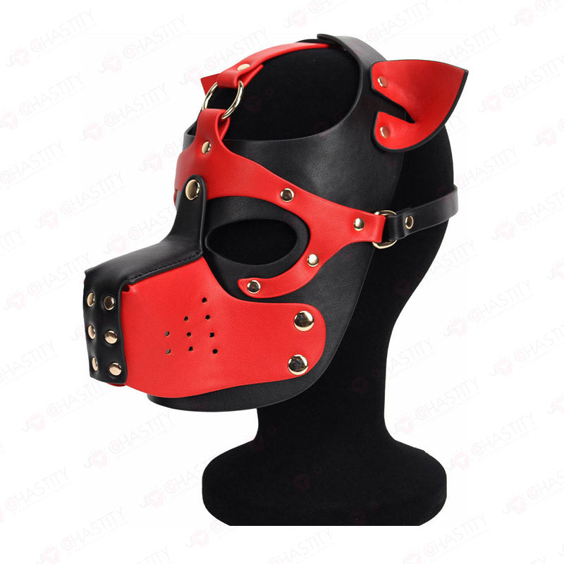 Leather Dog Mask With Removable Muzzle