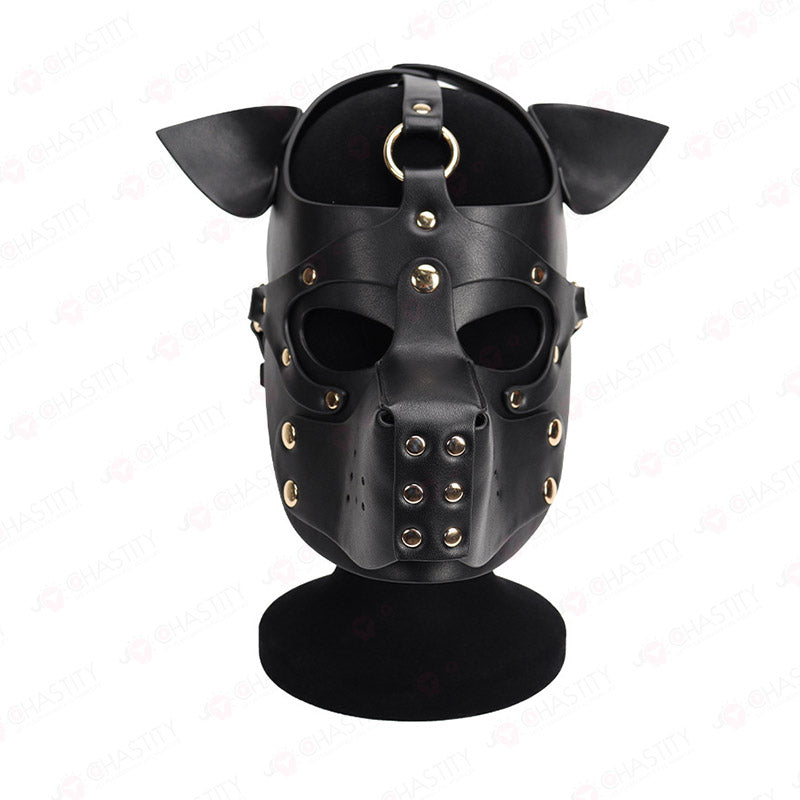 Leather Dog Mask With Removable Muzzle