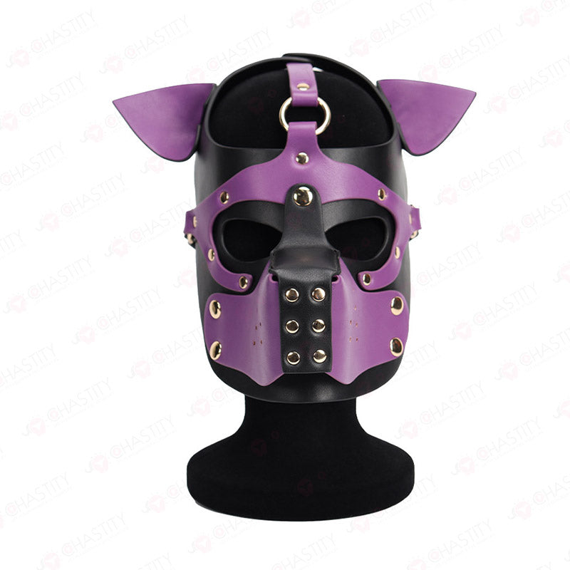 Leather Dog Mask With Removable Muzzle