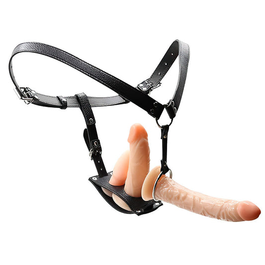Leather Female Chastity Belt With Plugs