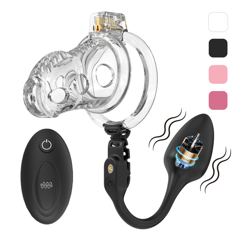 Male Slave In Cage & Remote Controlled Butt Plug MChastity Male Slave In Cage & Remote Controlled Butt Plug MChastity