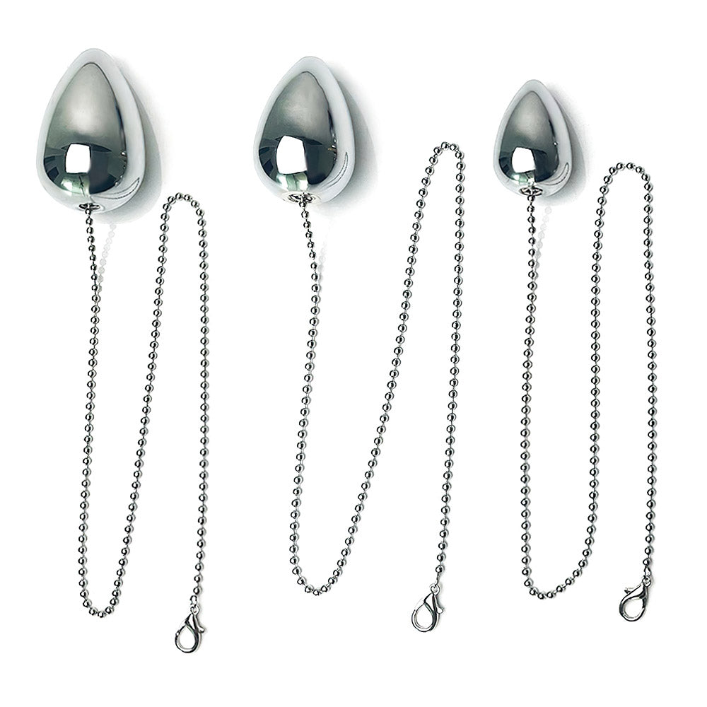 Metal Egg Anal Plug With Chain MChastity Metal Egg Anal Plug With Chain MChastity