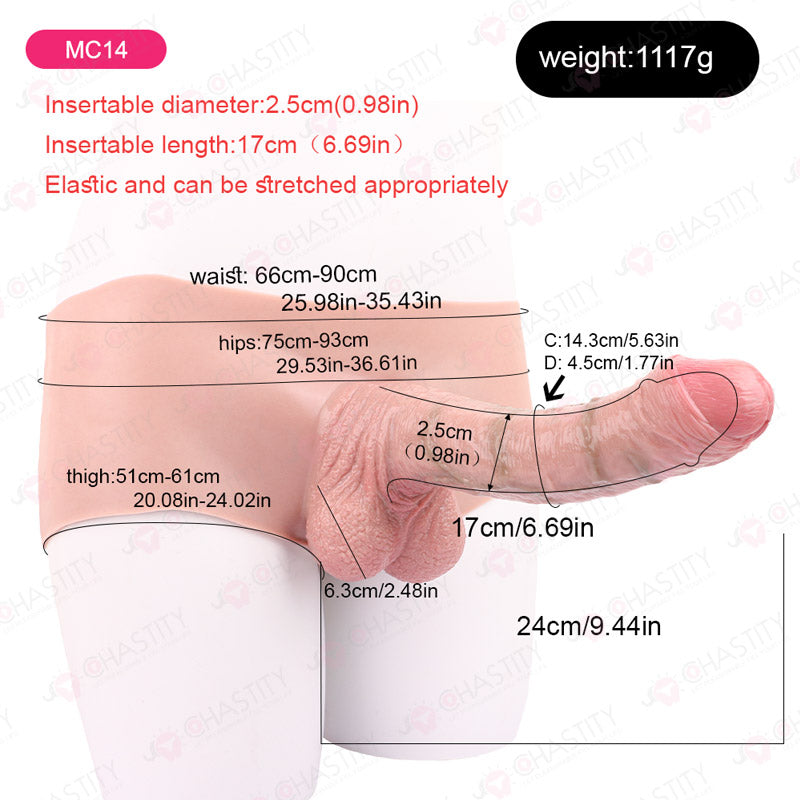 Silicone Realistic Hollow Penis Sleeve Pants