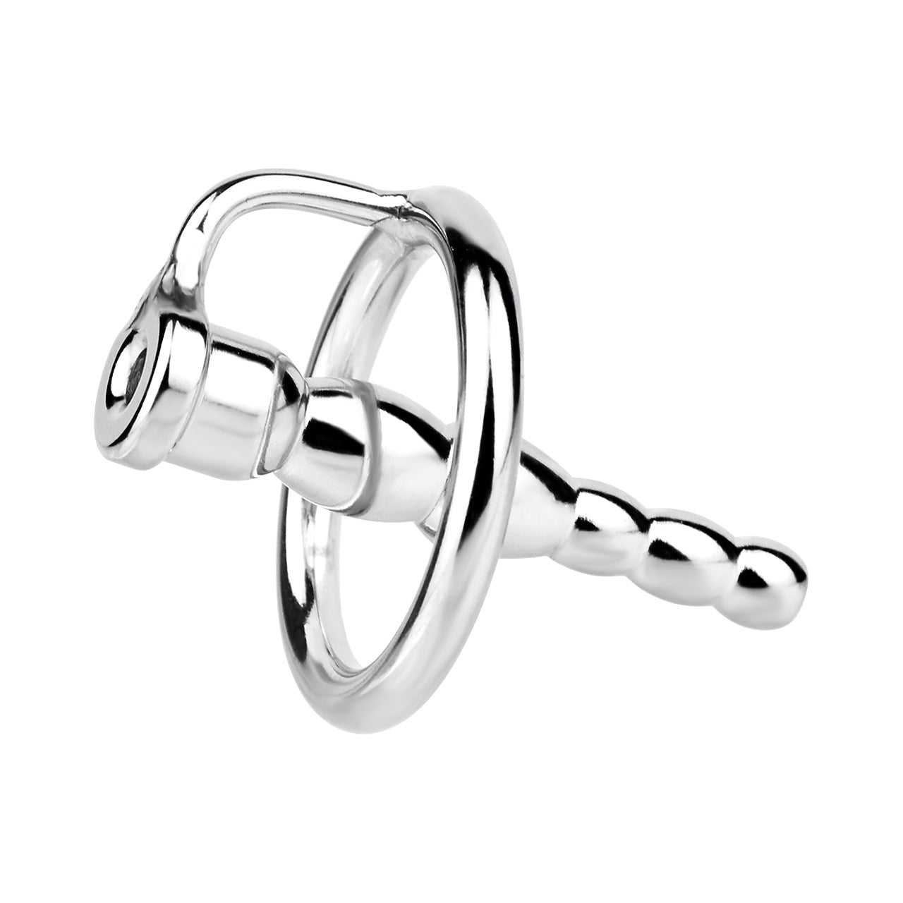 Beaded Hollow Urethral Plug With Penis Ring