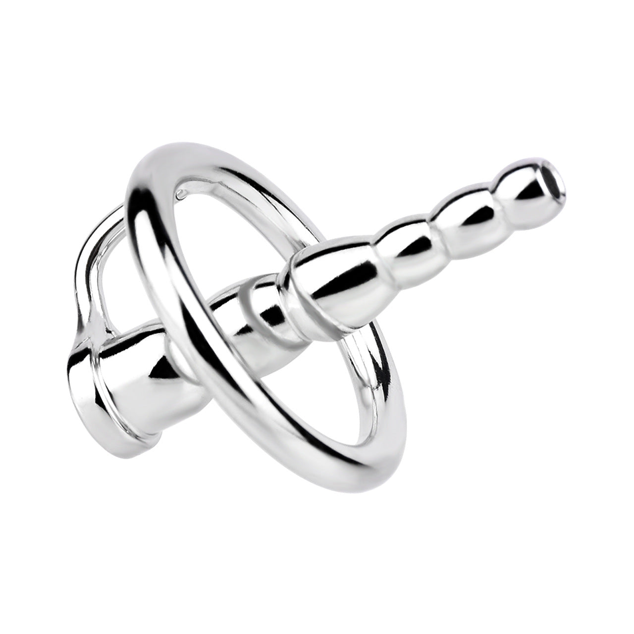 Beaded Hollow Urethral Plug With Penis Ring