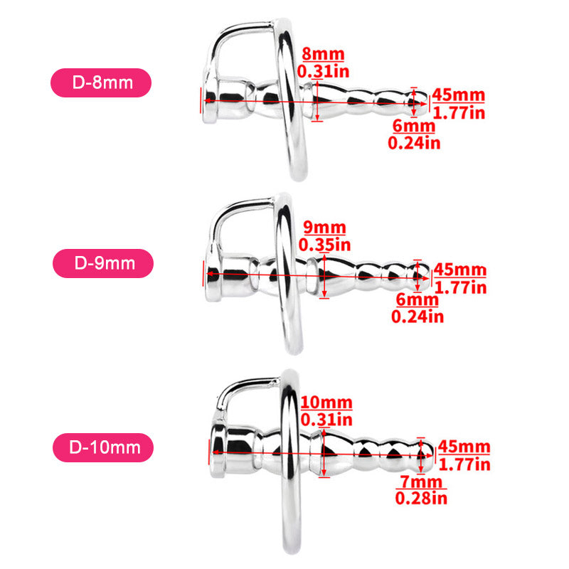 Beaded Hollow Urethral Plug With Penis Ring