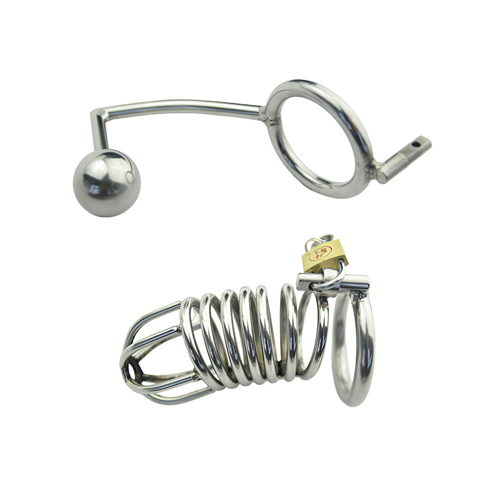 chastity cage with anal hook