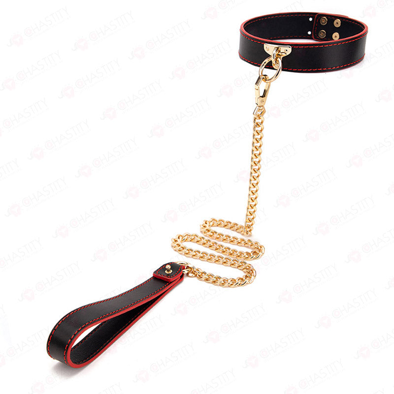 Leather BDSM Collar With Leash