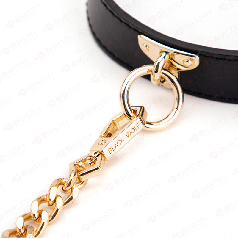 Leather BDSM Collar With Leash