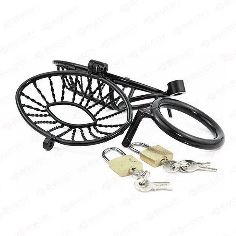 Mesh Black Metal Male Chastity Toy