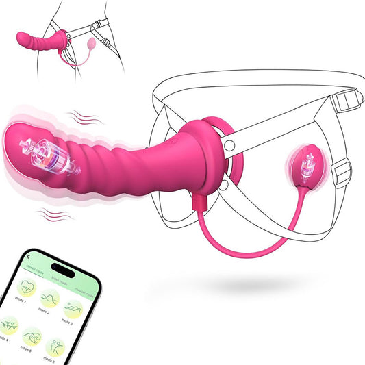App Controlled Pink Vibrating Dildo (With Butt Plug)