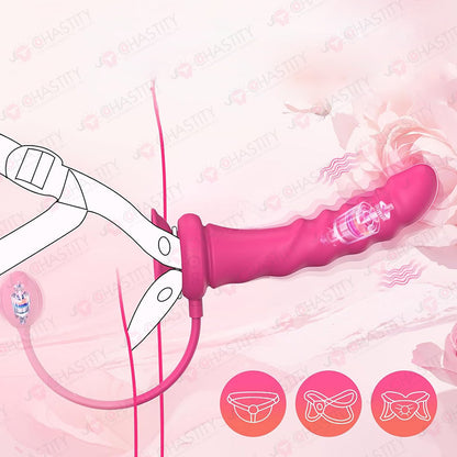 App Controlled Pink Vibrating Dildo (With Butt Plug) MChastity App Controlled Pink Vibrating Dildo (With Butt Plug) MChastity
