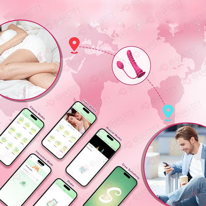 App Controlled Pink Vibrating Dildo (With Butt Plug) MChastity App Controlled Pink Vibrating Dildo (With Butt Plug) MChastity