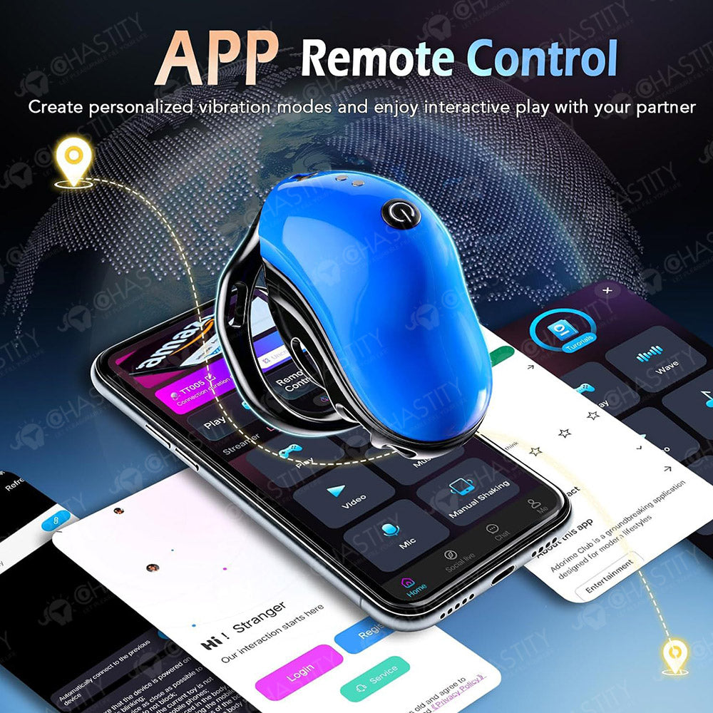 Blue App & Remote Dual-Control Chastity Cage