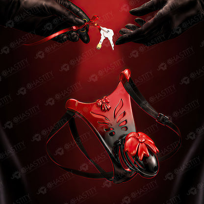 Butterfly's Promise – Red Gradient Bondage Chastity Belt