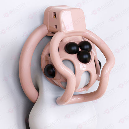 Double Bar Chastity Cage with Detachable Silicone Studs