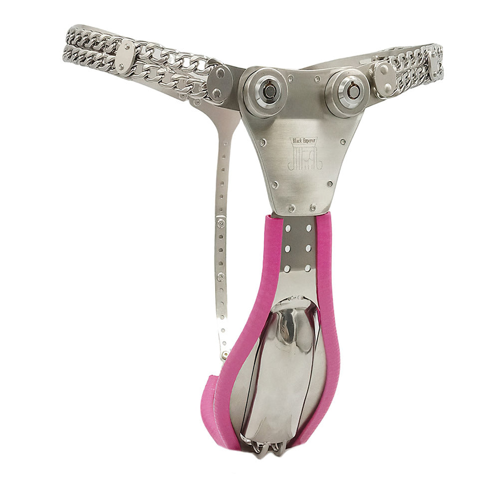 Dual-Button Lock Male Stainless Steel Chastity Belt