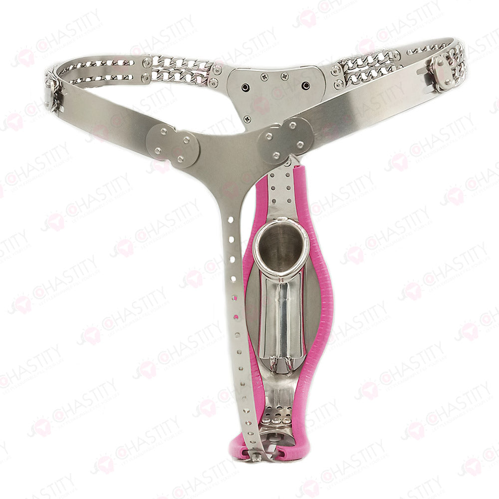 Dual-Button Lock Male Stainless Steel Chastity Belt