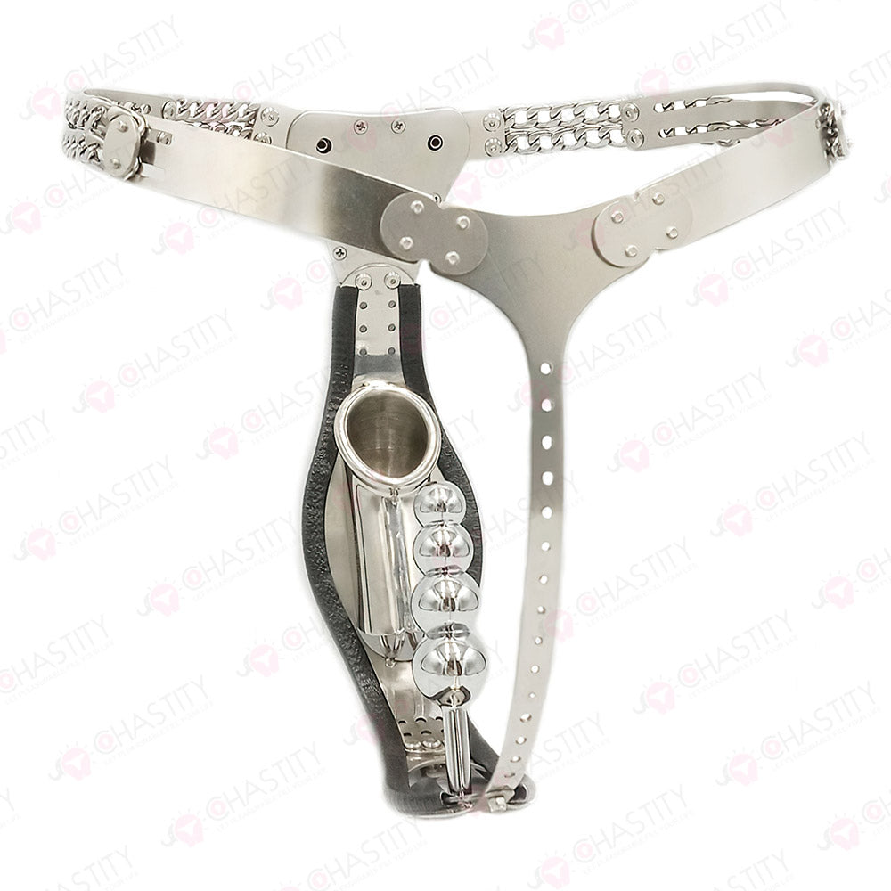 Dual-Button Lock Male Stainless Steel Chastity Belt
