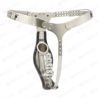 Dual-Button Lock Male Stainless Steel Chastity Belt