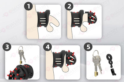 Extension Ring Soft Spikes Chastity Cage Double Pleasure