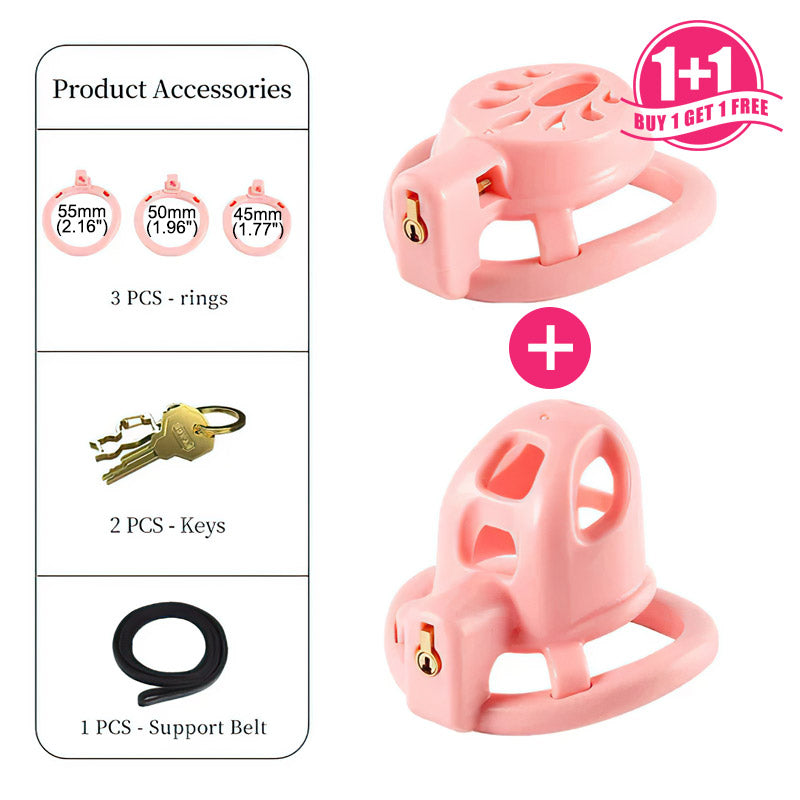 Flat + Small Chastity Cages Set (2 Cages With 3 Rings)