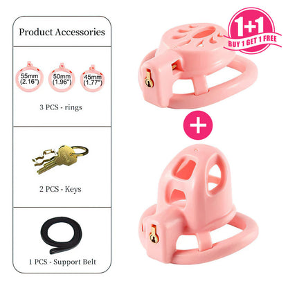 Flat + Small Chastity Cages Set (2 Cages With 3 Rings)