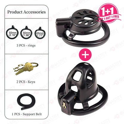 Flat + Small Chastity Cages Set (2 Cages With 3 Rings)
