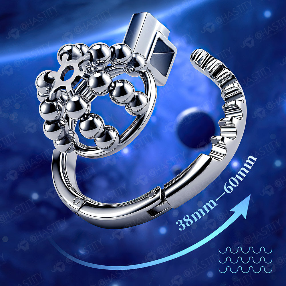 Flexible Chastity Cage (Rotatable Steel Beads & Adjustable Ring)