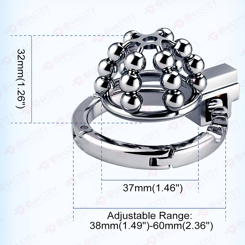 Flexible Chastity Cage (Rotatable Steel Beads & Adjustable Ring)