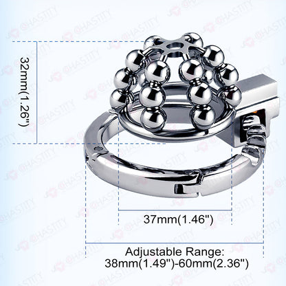 Flexible Chastity Cage (Rotatable Steel Beads & Adjustable Ring)