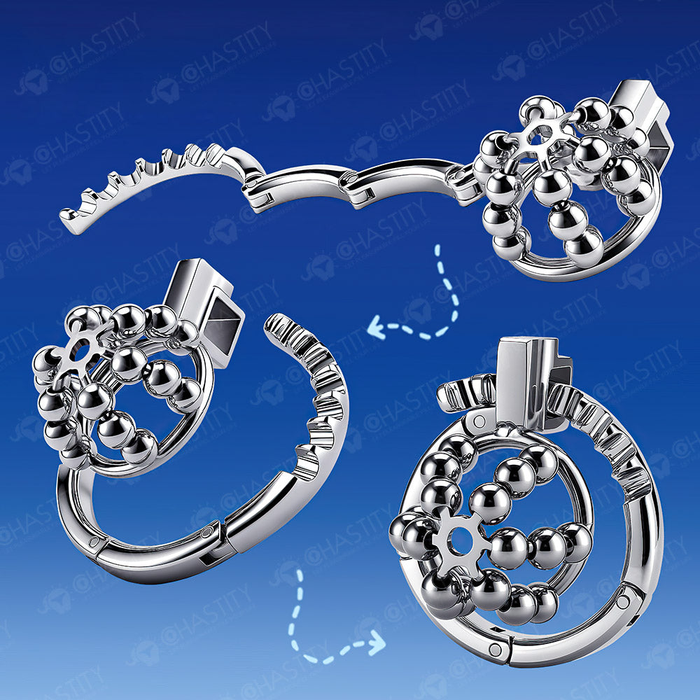 Flexible Chastity Cage (Rotatable Steel Beads & Adjustable Ring)