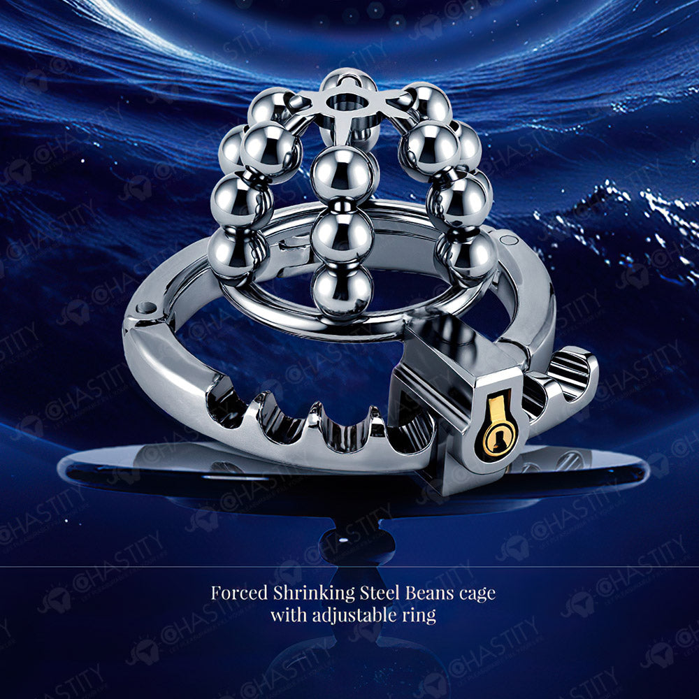 Flexible Chastity Cage (Rotatable Steel Beads & Adjustable Ring)