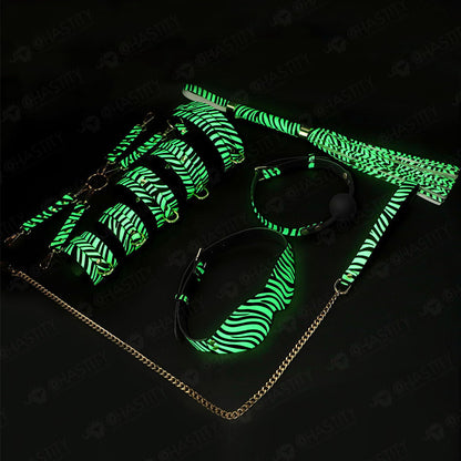 Zebra Glow In The Dark Bondage Set