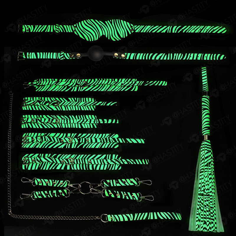 Zebra Glow In The Dark Bondage Set