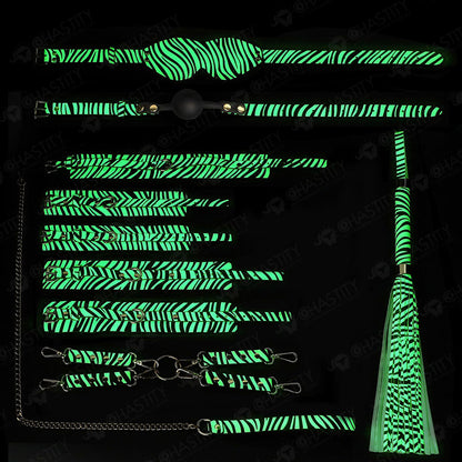 Zebra Glow In The Dark Bondage Set