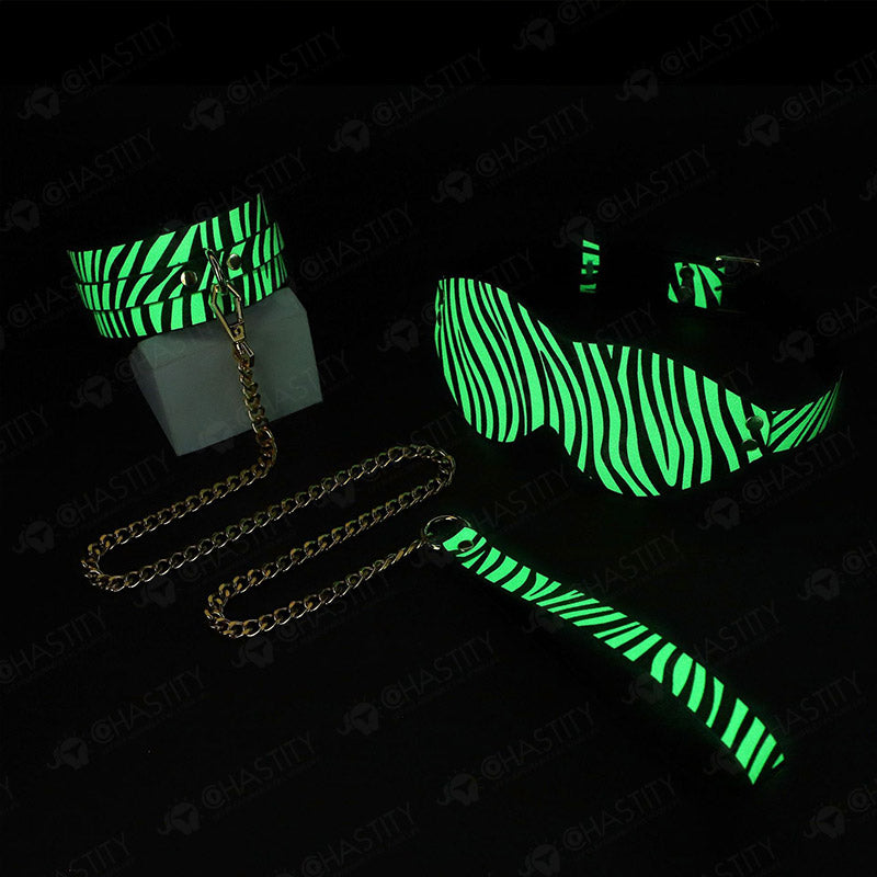 Zebra Glow In The Dark Bondage Set