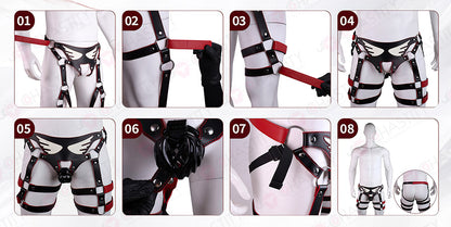 Glow-in-the-Dark Angel Leather Bondage Straps for Chastity Cage Support
