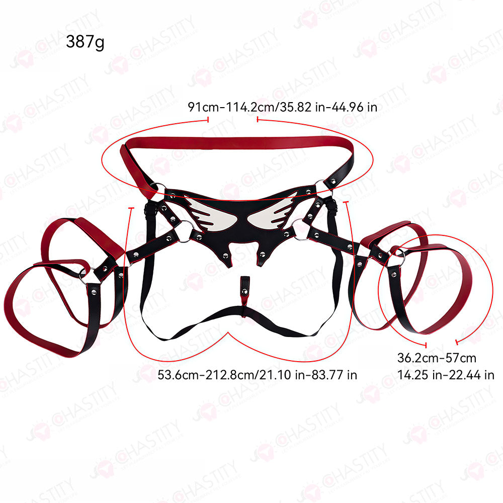 Glow-in-the-Dark Angel Leather Bondage Straps for Chastity Cage Support