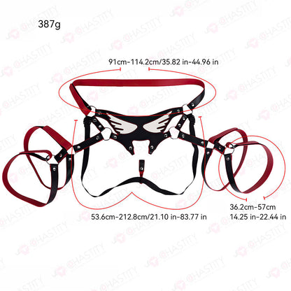 Glow-in-the-Dark Angel Leather Bondage Straps for Chastity Cage Support