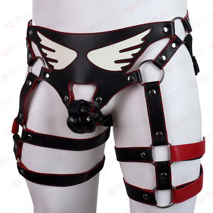 Glow-in-the-Dark Angel Leather Bondage Straps for Chastity Cage Support