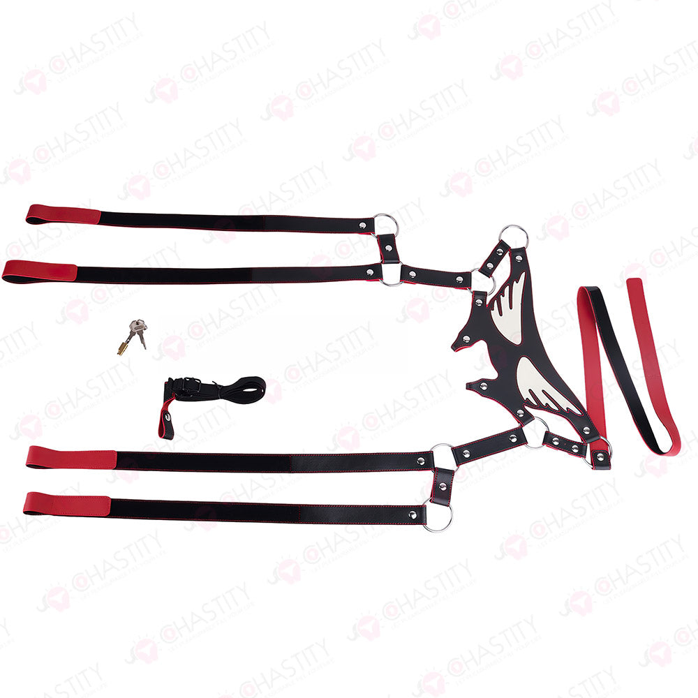 Glow-in-the-Dark Angel Leather Bondage Straps for Chastity Cage Support