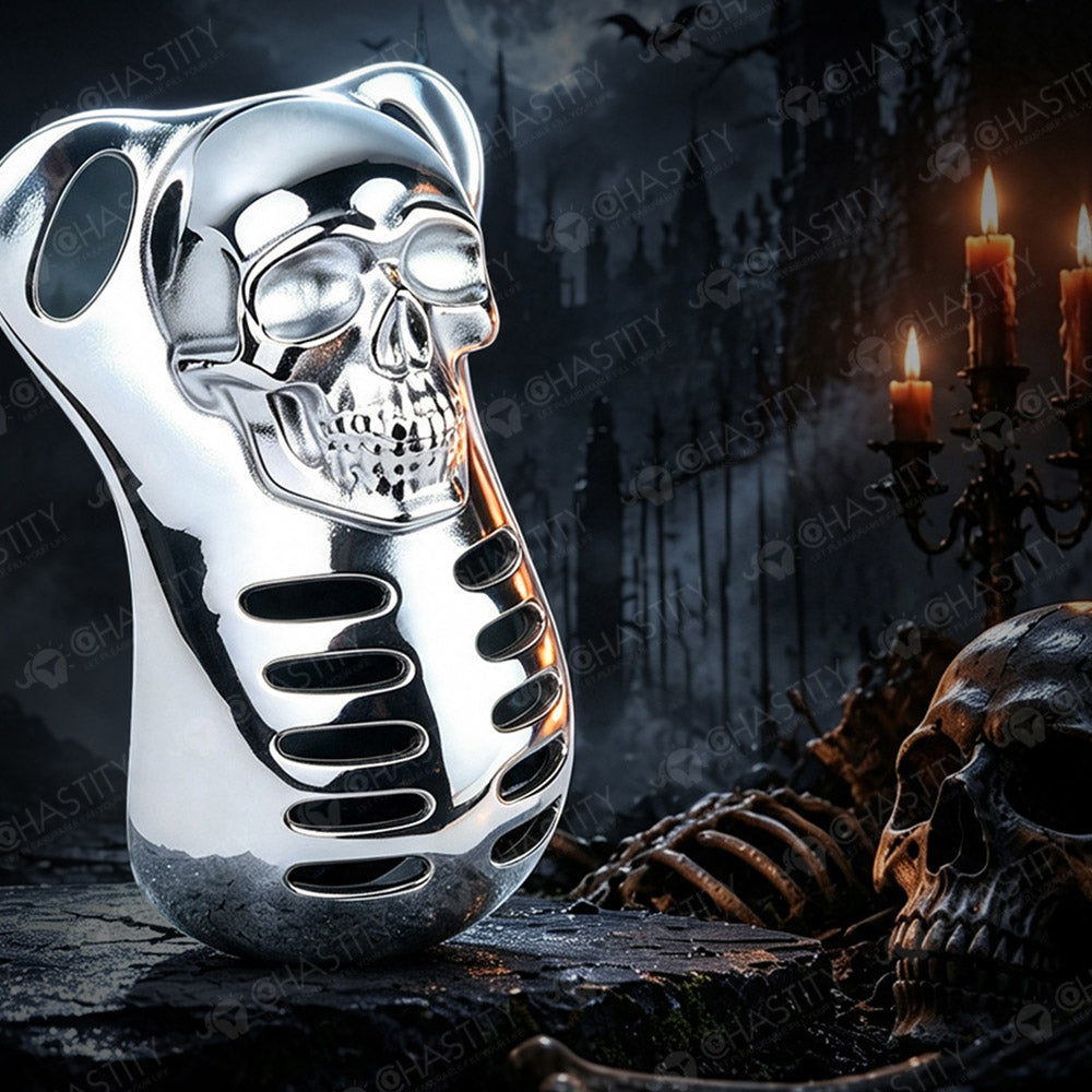 Horror Skull Metal Cover Chastity Cage